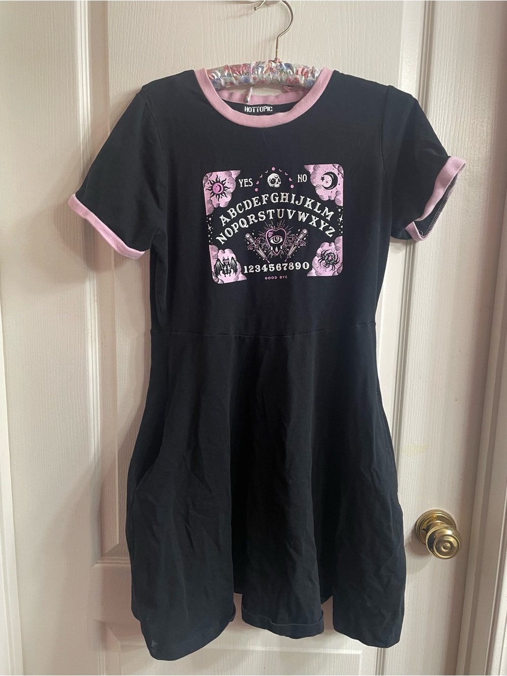 Hot Topic Women’s Black Ouija Board Graphic Mini Dress, Goth, Casual, Kawaii